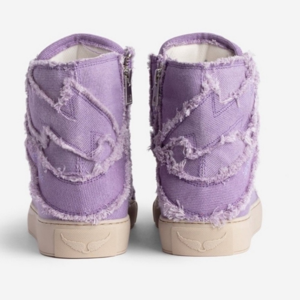 NIB Zadig & Voltaire High Flash Canvas 39 Boomerang Lavender Vintage-effect 8 - Picture 4 of 12